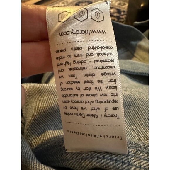 Latest TRIARCHY / ATELIER Denim 2 tones blue 100% cotton denim jacket size Small - Picture 6 of 7